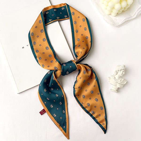 

new 2020 shawls scarves bag scarf print women silk small ribbon female hair handbag hijab bandana foulard femme brand, Blue;gray