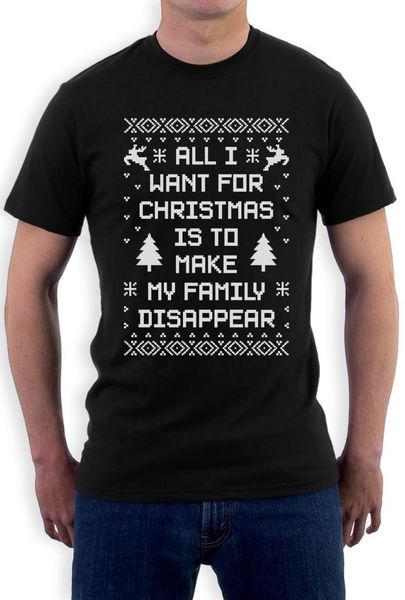 

2018 men's fashion all i want for xmas is to make my family dissapear t-shirt funny ugly sweater funny cotton tee