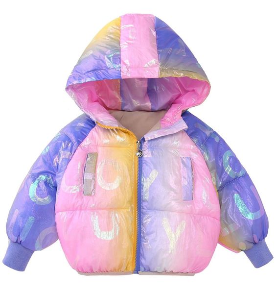 

winter jackets girls2020newchildrensdownpaddedcoatchildrensclothingbreadcoatdazzlingrainbowpaddedcoatbabywinter, Blue;gray