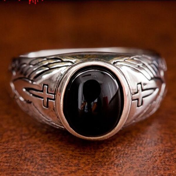 

new silver cross vintage thai silver ring male 925 pure silver ring fashion personality