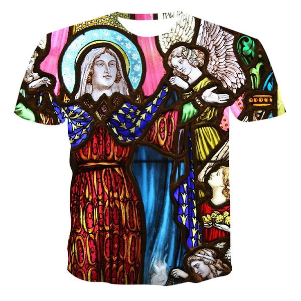 

summer stitching printing retro painting printed 3d print shirts harajuku anime kawaii men clothing