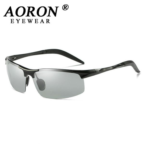 

2020 aoron pchromic sunglasses mens polarized discoloration goggle male aluminum magnesium anti glare brand fashion glasses, White;black