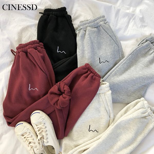 

women's pants & capris autumn winter loose jogger women high waist warm sportwear trousers female fashion casual streetwear cargo pants, Black;white