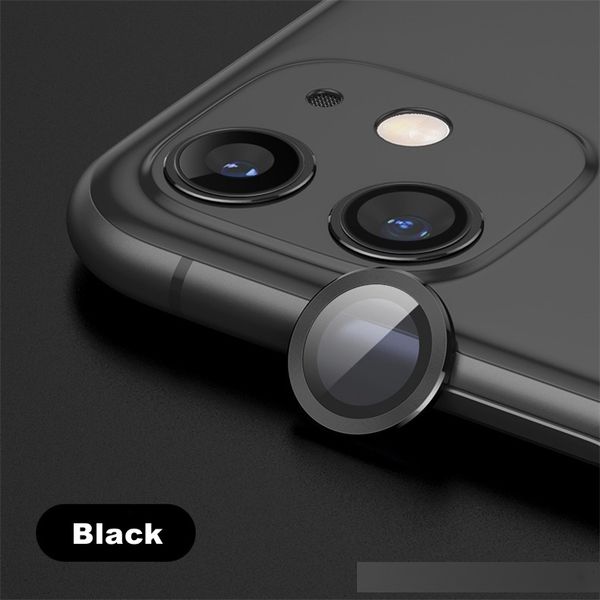 

ultra-thin tempered glass screen protector for iphone 11 pro max 9h hd aluminum alloy ring full coverage anti-scratch camera lens protector