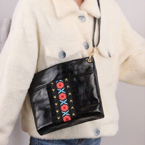 

sutasuta handmade женщин китайский вышитые pu площади мешок небольшой свежий прекрасный плечо сумка