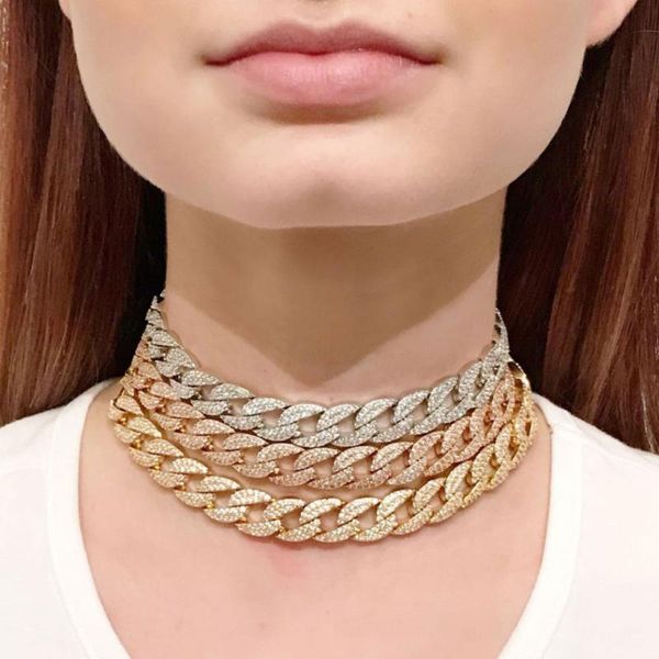 

chokers godki luxury punk rock link chain choker necklace for women femme party cubic zircon cz vintage bohemian fashion jewelry, Golden;silver