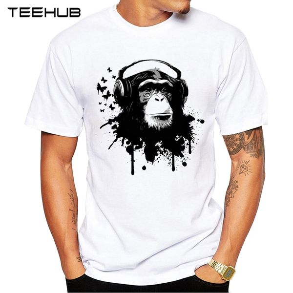 

2019 teehub men's fashion music dj monkey printed t-shirt short sleeve novelty design cool tee