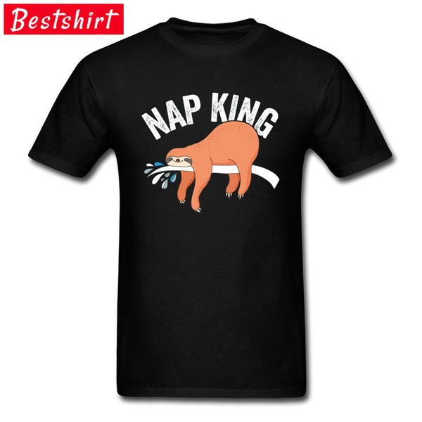 

cute lazy sloth cartoon t shirt nap king graphic crew neck casual 100% cotton men t-shirts custom tees drop shipping