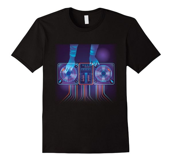 

print t shirt mens short sleeve cool purple and blue dj turn table edm t-shirt t-shirt