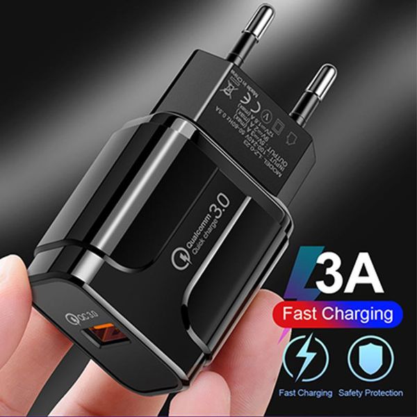 

18w 5v 3a usb charger quick charge qc 3.0 fast charging adapter usb mobile phone charger wall adapter us/eu plug car