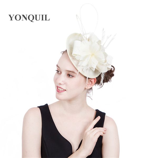 

ivory charming wedding heapiece with hair clip ladies fashion fascinator hat formal party dinner headwear with headband fedora, Blue;gray