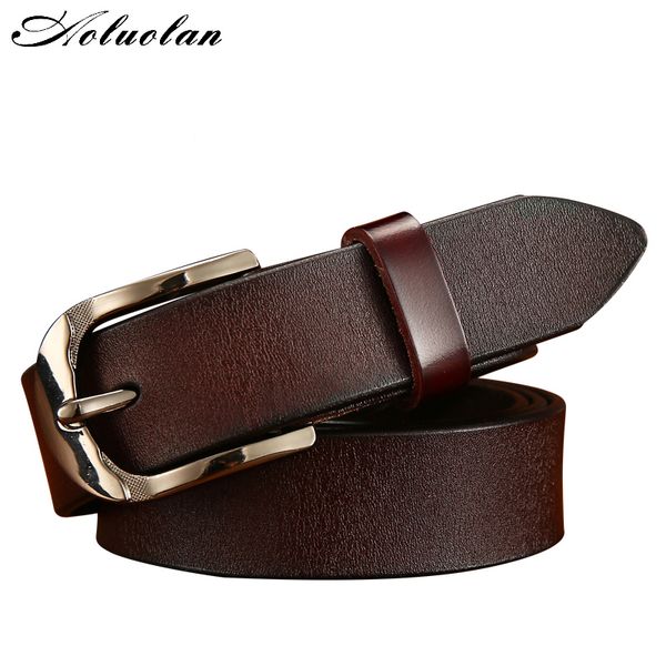 

aoluolan women's belts luxury pin buckle genuine leather belts designer belt women waist ing, Black;brown