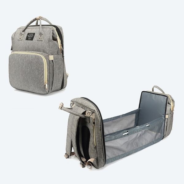 

4 colors fashion foldable diaper bags portable mini baby bed bag large capacity travel backpack mommy nursing storage bags