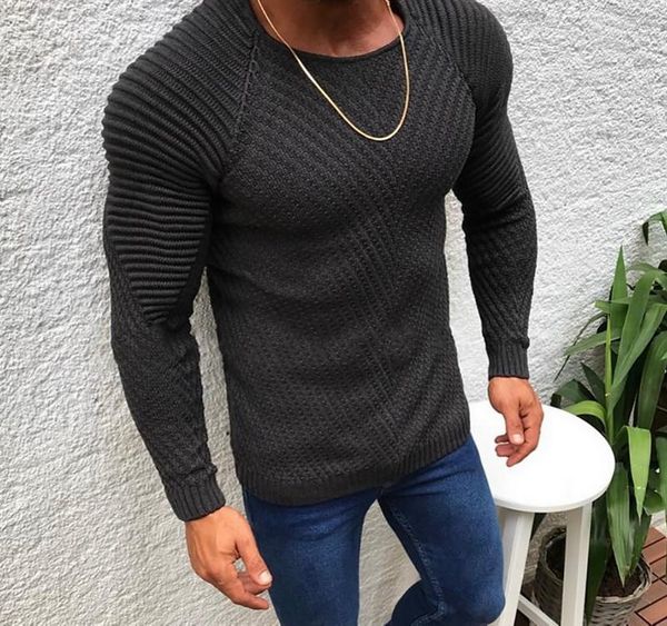 

2019 new fashion wool sweater men autumn winter fashion knitted pullover male solid slim fit round neck sweater003, White;black