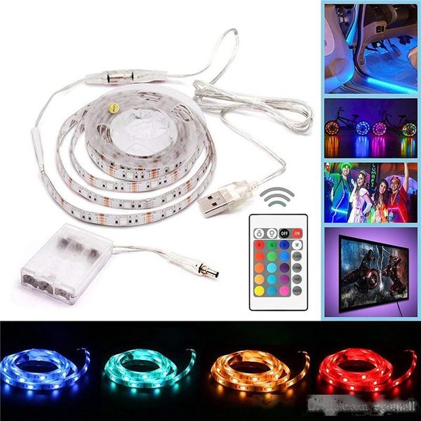 

usb or battery led tv backlight strips 1m 30 led 5050 smd led strip ip65 waterproof full kit with mini controller