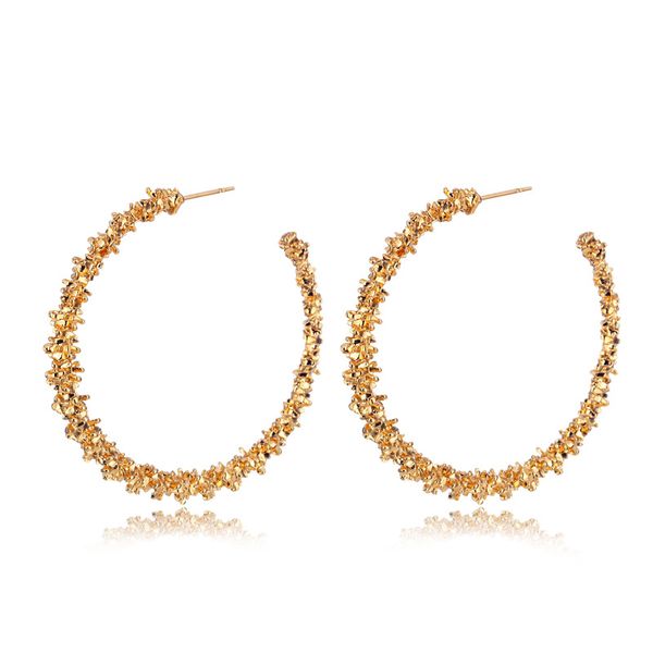 

hoop & huggie large shiny earrings for women fashion alloy sequin gold color big charm jewelry wedding party gift accessories, Golden;silver