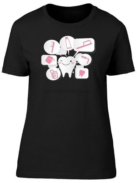 

cute tooth с dental care женщины tee -image по хлопка с коротким рукавом майка