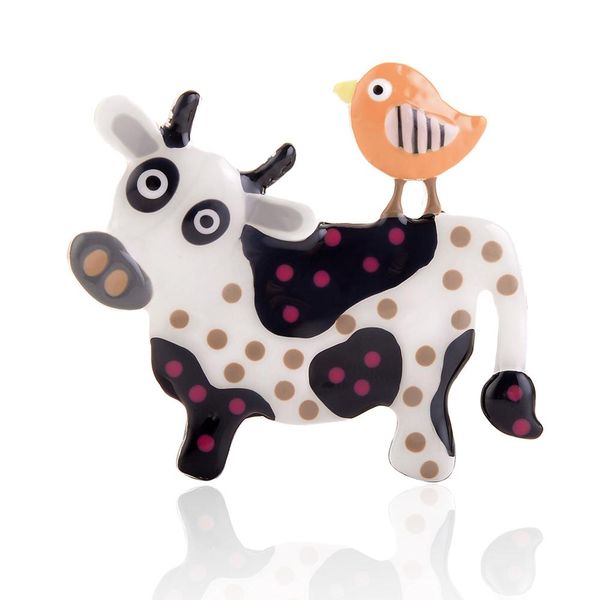 

brooch of men cartoon cow animal brooch enamel pin fashion metal clothes pins lovely girls boys christmas gift jewelry brooch, Gray