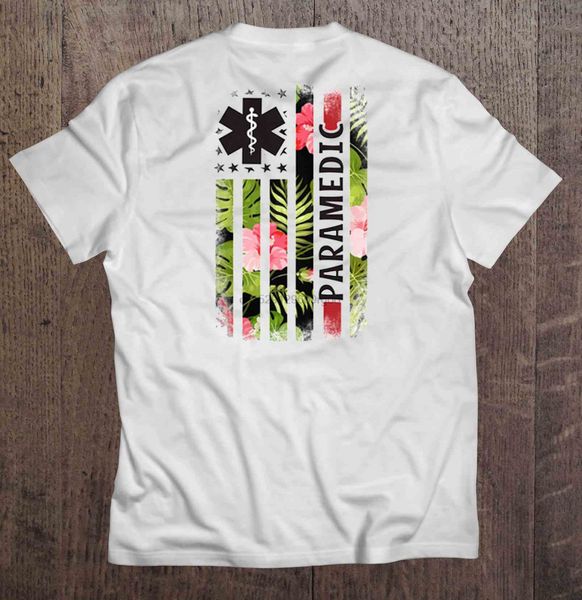 

men t shirt paramedic american flag flower version women t-shirt