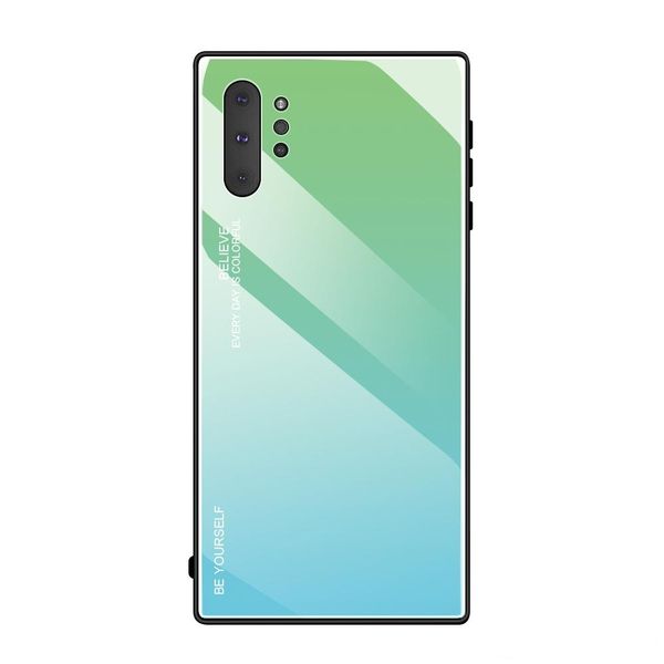 

case for samsung note 10 pro gradient color tempered glass back cover soft tpu anti-fingerprints protective case