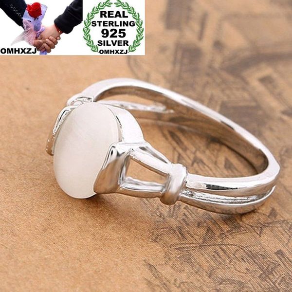 

cluster rings omhxzj wholesale european fashion woman girl party wedding gift silver white oval moonstone 925 sterling ring rr96, Golden;silver