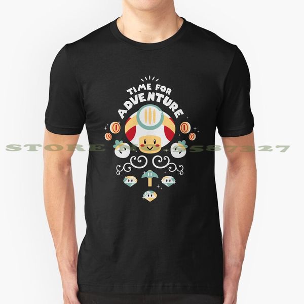 

time for adventure toad black white tshirt for men women