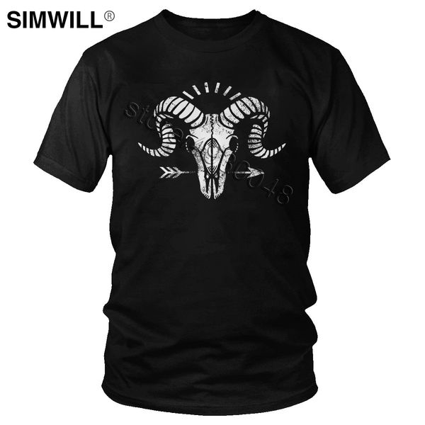 

male goat skull t shirts cute shirts short sleeve 100% cotton summer t-shirt round neck regular fit tee clothing