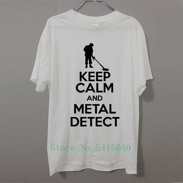 

keep calm metal detect детектор весёлые футболки мужчины марка с коротким рукавом моды одежды мужская майка