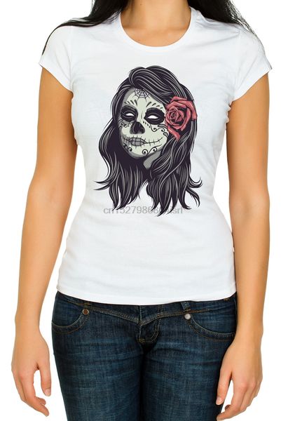 

mexican woman head of death womans 3 4 short sleeve t-shirt(1