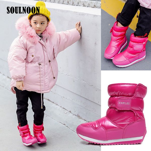 

children snow boots mid-calf boys girls winter waterproof boots plush warm shoes princess cute anti-skid fur lining kids shoes, Black;grey