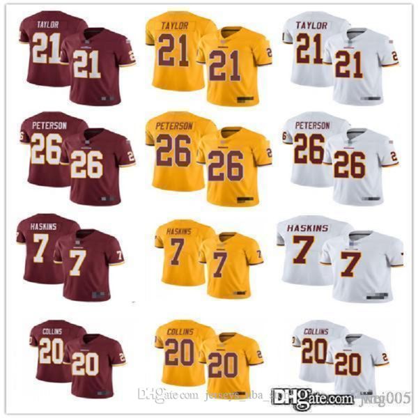 

Mens Womens Youth Washington Redskins 20 Landon Collins 26 Adrian Peterson 21 Sean Taylor 7 Dwayne Haskins Football Jerseys