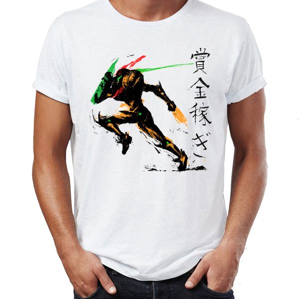 

men's t shirt space bounty hunter samus aran metroid awesome artwork printed tee