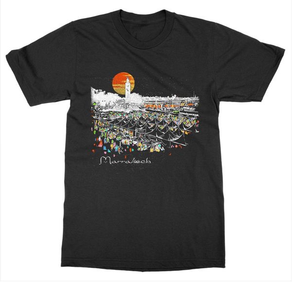 

new 2019 summer casual printing marrakech, morocco 'souk district' africa travel explore vacation tour tee shirt