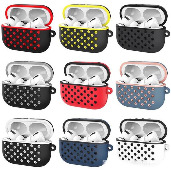 

earphone case silicone protective cover double color hollow out design for airpods 3 apple airpods pro case with hook