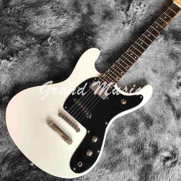 Kundenspezifische Johnny Ram-ones weiße Gitarre Mosriting Ventures Modell metallische E-Gitarre mit Hartschalenkoffer