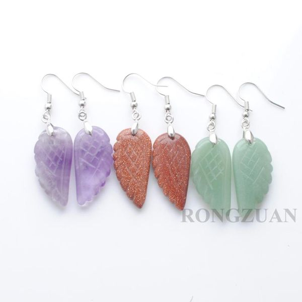 

dangle & chandelier earrings natural stone amethysts lapis lazuli rose quartzs crystal aventurine flourite carved angel earring tbr336, Silver