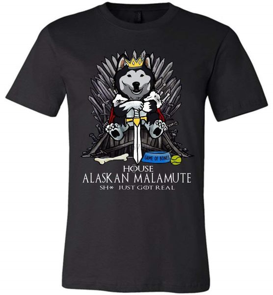 

funny game of bones alaskan malamute canvas t-shirt for women men got fans gift