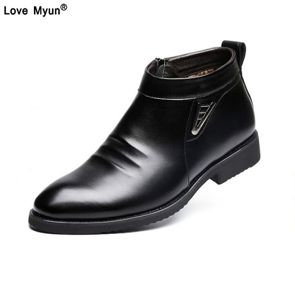 

boots 2021 autumn winter vlevet retro men comfortable zipper brand casual shoes split leather snow shoes442, Black
