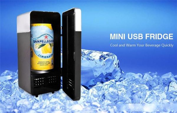 

car mini fridge usb and cold dual-usegadget beverage cans cooler warmer refrigerator with internal led light