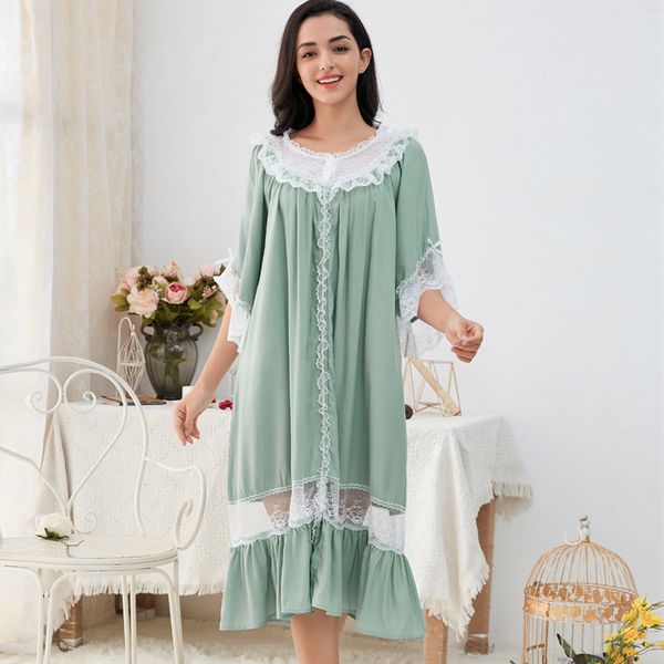 

medium sleeve nightdress princess pajamas girls love it large loose lace lace lovely home clothes high quality, Black;red