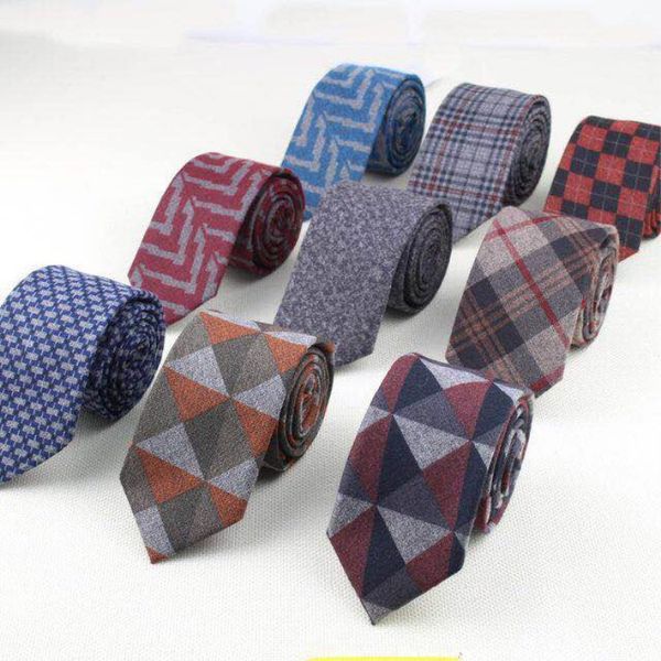 Linbaiway Herren-Krawatten aus wolleähnlichem Stoff für Herren, schmale Krawatte aus gestreifter Baumwolle, schmale Business-Krawatten für Herren, Corbatas, individuelles Logo275k