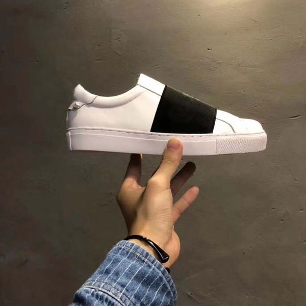 

fashion designer low mens womens casual shoes with knots on the back paris strap leather sneaker for men women size 35-46, Black