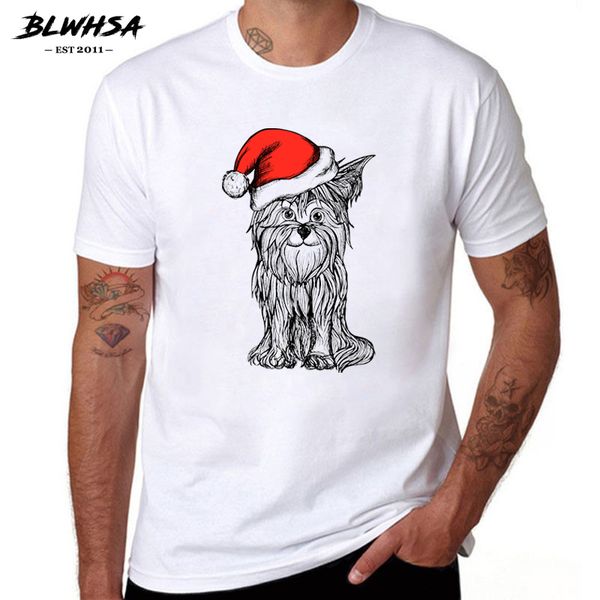 

blwhsa cool christmas dog printing t shirt men casual short sleeve funny christmas animal t-shirt hip hop homme men tees