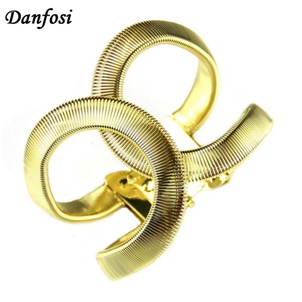 

danfosi fashion designer jewelry elegent alloy wide spring bangles statement jewelry fashion bangle for women, Black