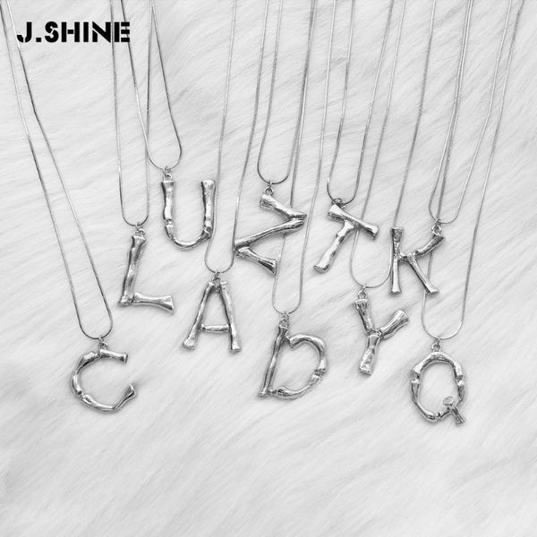

jshine silver color 26 lava alphabet pendant necklace combination initial big letter necklace women statement jewelry a-z
