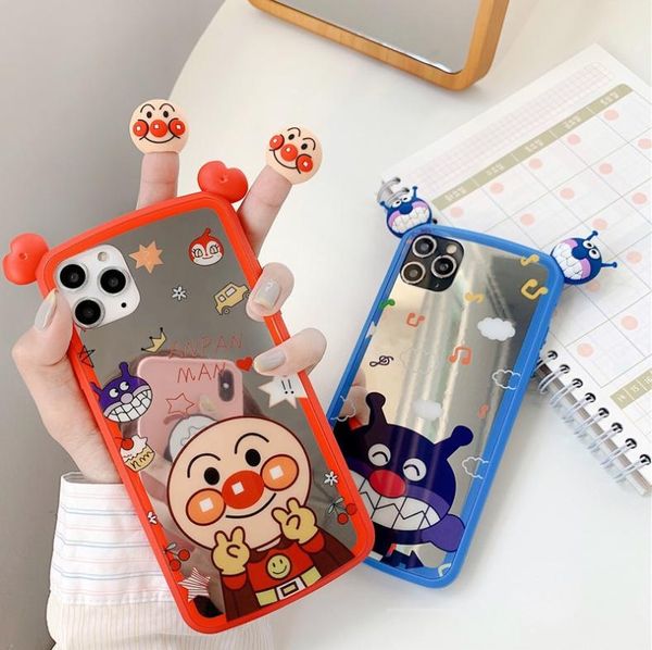 

mytoto 3d cartoon anime anpanman doll mirror frame silicone soft phone case for iphone x xr xs 11 pro max 7 8 plus cute back cover