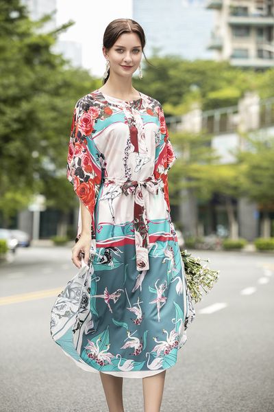 

910 2020 autumn brand same style dress short sleeve panelled crew neck polyester haolai, Black