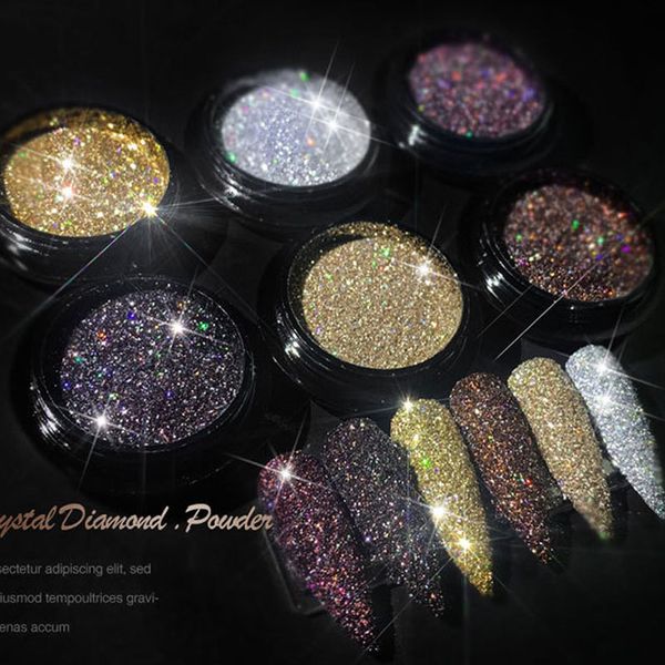 

nail glitter crystal diamond powder 6box/set coffe metallic brown fine polyester decoration mt25346-34546, Silver;gold