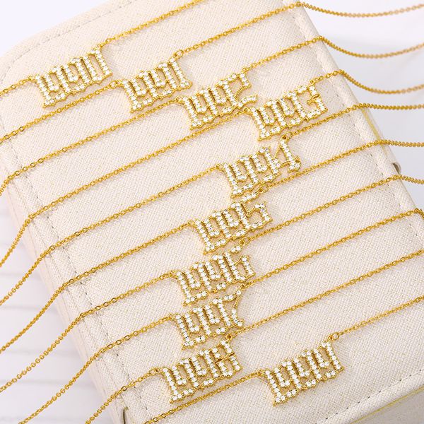 

2020 new born years 1985-2020 necklace for women birthday present rhinestone fashion jewelry female choker girl daughter gifts, Silver