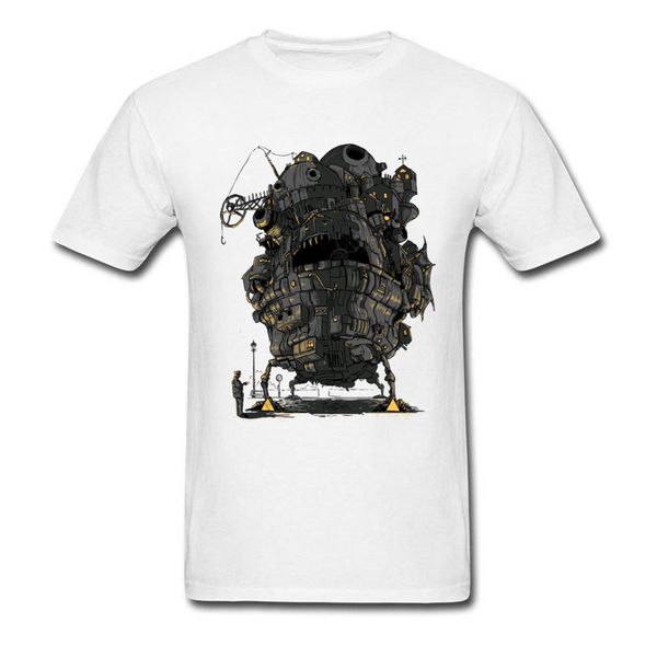 

men's t-shirts howl's clamped castle t shirt anime howl's moving castle personalized short sleeve 100% cotton retro tshirt